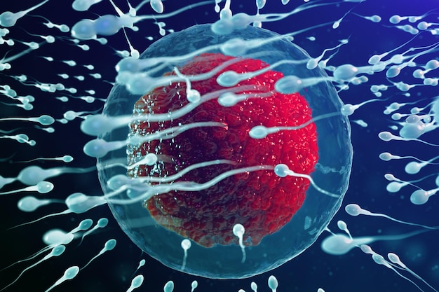 Premium Photo | 3d Illustration Sperm And Egg Cell, Ovum. Sperm ...