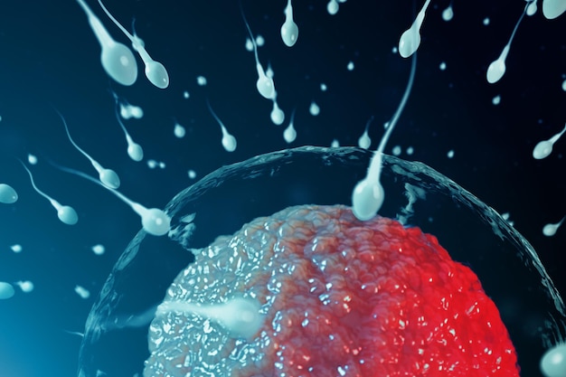 Premium Photo | 3d Illustration Sperm And Egg Cell, Ovum. Sperm ...