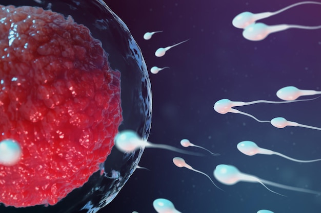 Premium Photo | 3d Illustration Sperm And Egg Cell, Ovum. Sperm ...