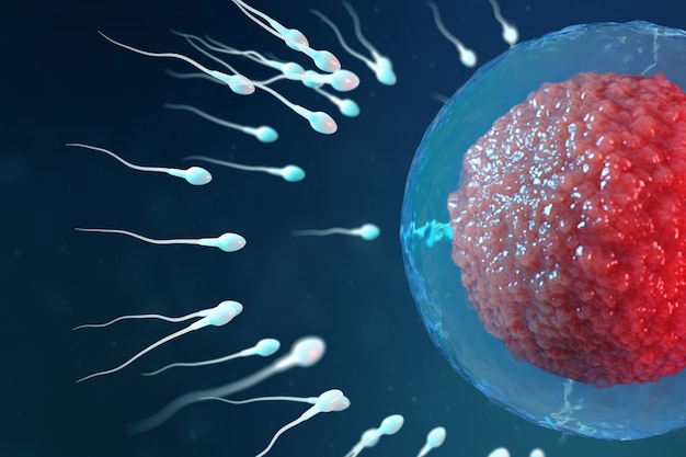 Premium Photo 3d Illustration Sperm And Egg Cell Ovum Sperm Approaching Egg Cell Native And