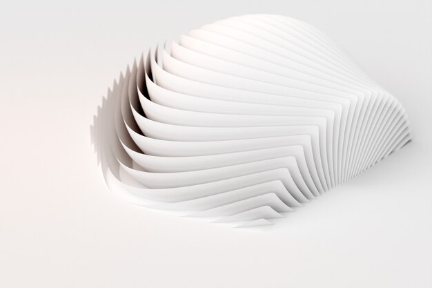 白い葉、シート、ページの3dイラスト珍しい図。モノクロームの背景 