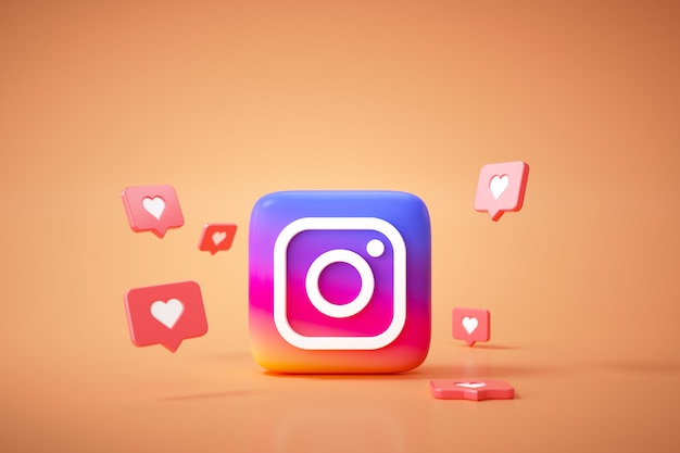 3d instagram application logo background. instagram social media platform. Premium Photo