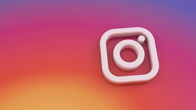カラフルなグラデーションの背景の上にミニマリストのinstagramのロゴの3direnderiing プレミアム写真 カラフルなグラデーションの背景の上にミニマリストのinstagramのロゴの3direnderiing プレミアム写真