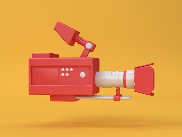3d movie-cinema camera cartoon style 3d render Premium Photo