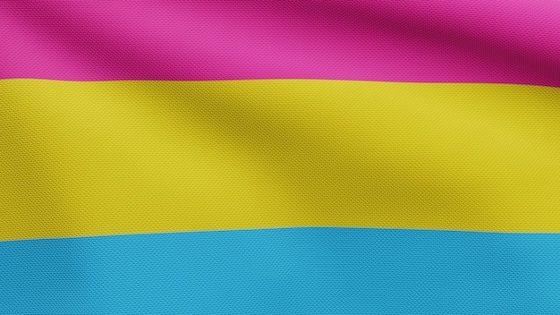 Premium Photo 3d Pansexuality Flag Waving In The Wind Close Up Of