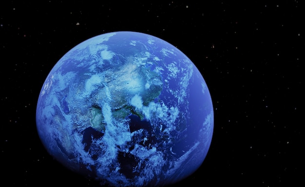 宇宙の3 Dリアルなイラスト地球 プレミアム写真