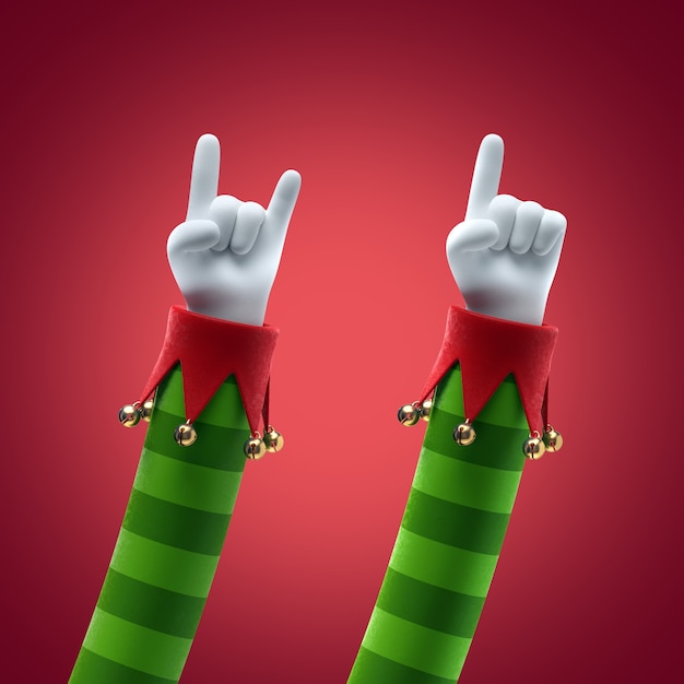 Premium Photo | 3d render christmas elf hands clip art isolated on red ...