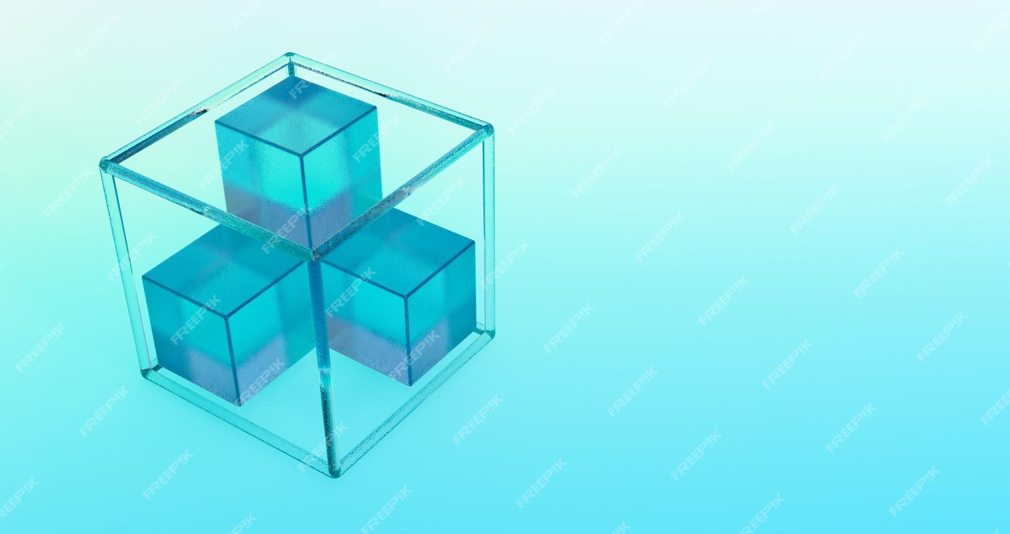 Premium Photo 3d Render Of Colored 3d Cubes Glass Box For Display