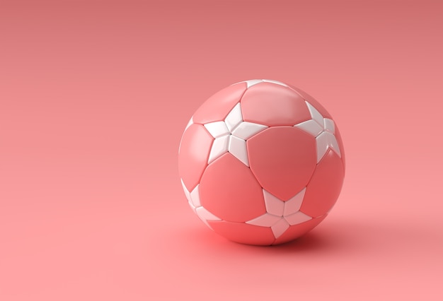 3dレンダリングサッカーイラスト ピンクの背景のサッカーボール プレミアム写真