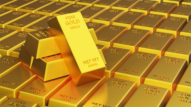 Premium Photo | 3d render of gold brick gold bar financial concept ...