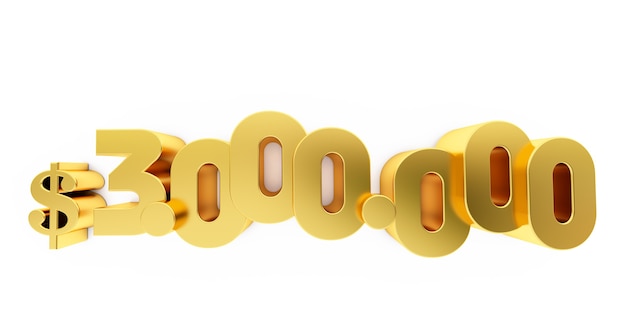 Premium Photo | 3d render of a golden three million ( 3000000 ) dollars ...