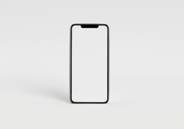  3d render illustration hand holding the white smartphone with full screen and modern frame less des