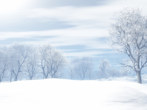 冬の雪景色の3dレンダリング 無料の写真