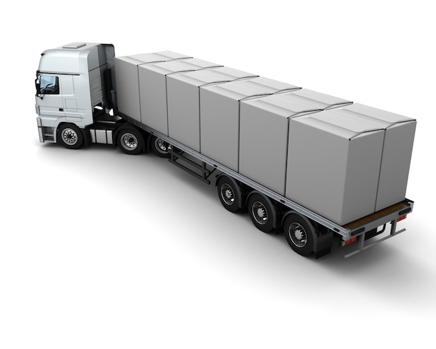 Download 3d render of hgv truck shipping white boxes Photo | Free ...
