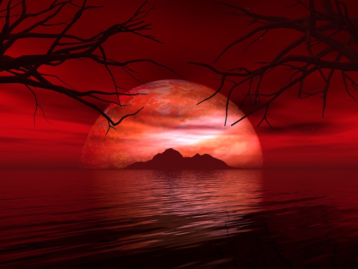 Free Photo | 3d render of a surreal landscape with fictional planet and ...
