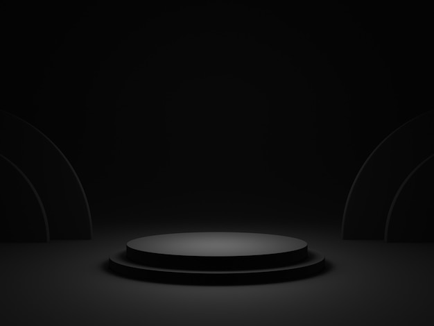 Premium Photo D Rendered Black Rounded Podium Dark Background