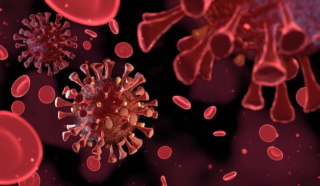 Premium Photo | 3d rendered illustration of coronavirus in the blood ...