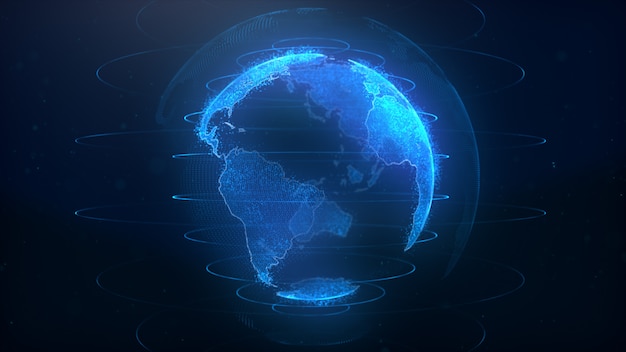 3d rendering abstract globe virtual planet earth. digital technology planet. Premium Photo