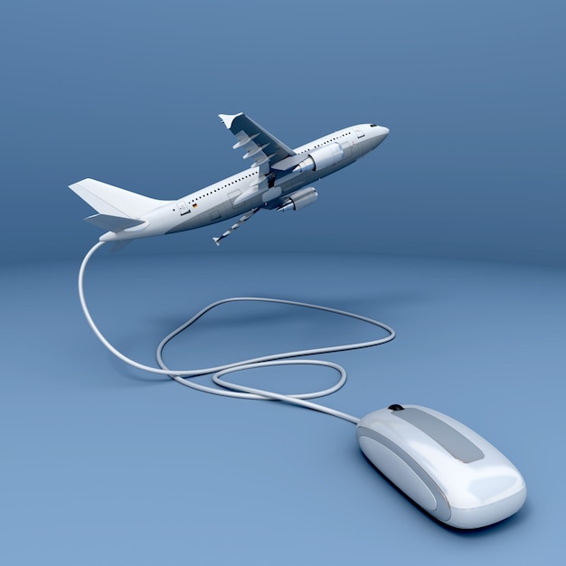 Premium Photo 3d Rendering Of An Airplane Connected To A Mouse