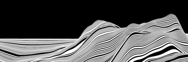 Premium Photo | 3d rendering. black and white topographic mountain ...