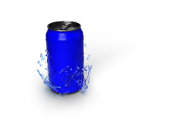 Free Photo | 3d rendering of a blue can of soda with water drops on it ...