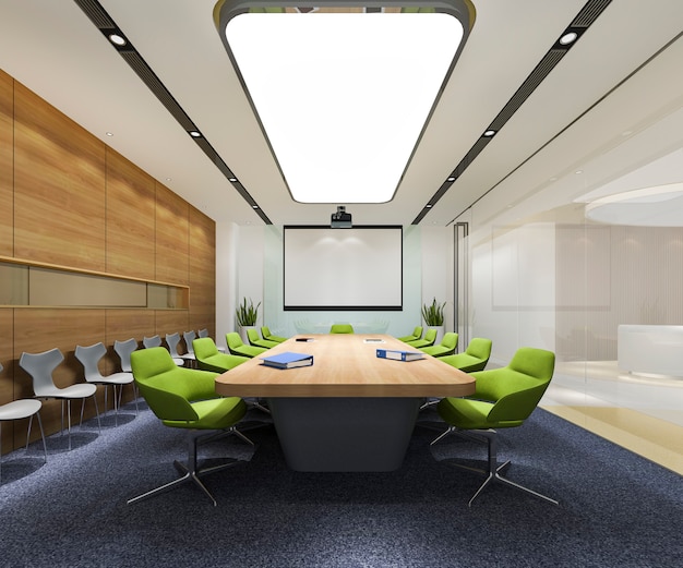 Premium Photo | 3d rendering business meeting room on high rise office ...