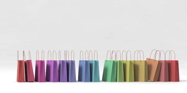 Premium Photo | 3d rendering colorful shopping bag