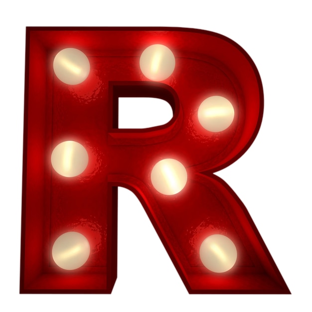 Premium Photo | 3d rendering of a glowing letter r ideal for show ...