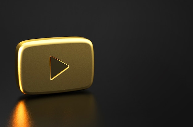 Premium Photo 3d Rendering Of Golden Youtube Logo