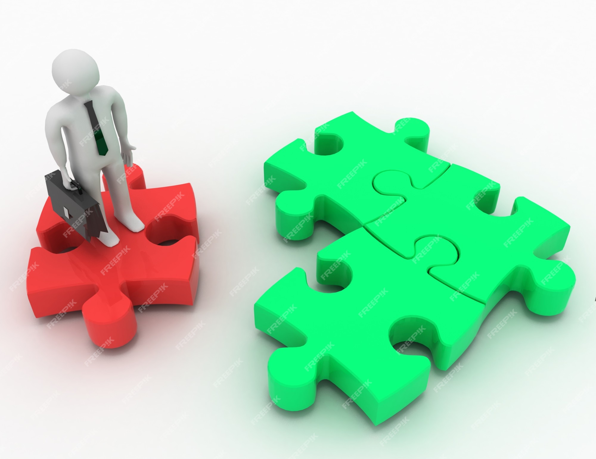 Premium Photo | 3d rendering of man standing on the puzzle piece