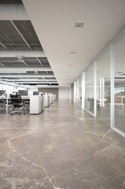 Premium Photo 3d Rendering Open Space Office Interior