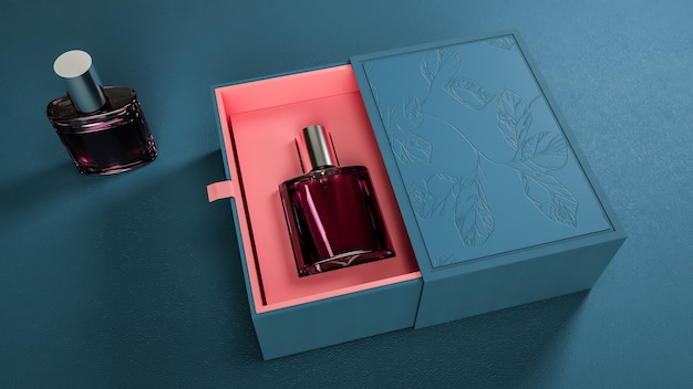 Premium Photo | 3d rendering of perfume packaging for product display