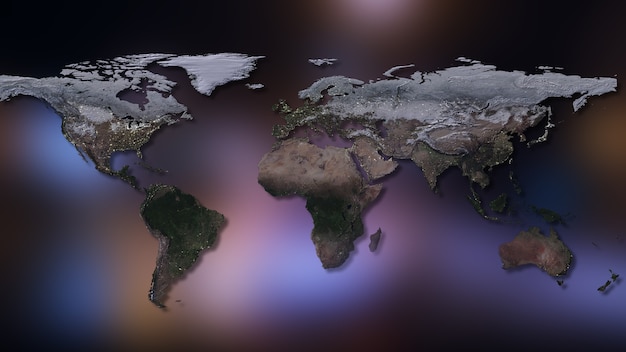 Premium Photo | 3d rendering of planet earth map with continents and oceans