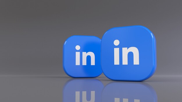 Premium Photo | 3d Rendering Of Two Linkedin Square Badges Over Gray ...