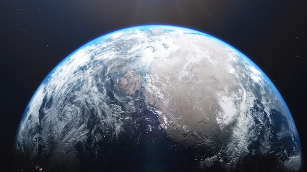 Premium Photo | 3d rendering of a view of the planet earth from space