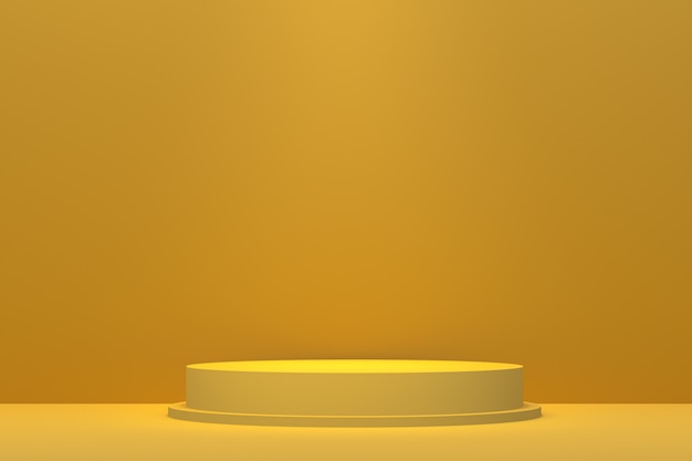 Premium Photo | 3d rendering of yellow podium