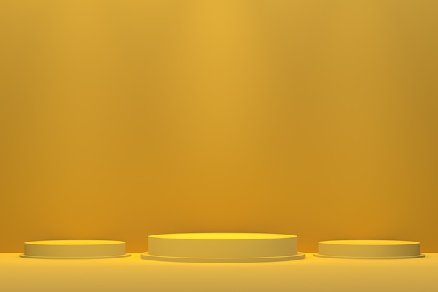 Premium Photo 3d Rendering Of Yellow Podiums