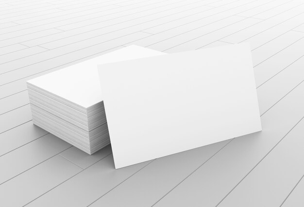 Premium Photo 3d Stack Of Blank Business Cards On Wooden Table