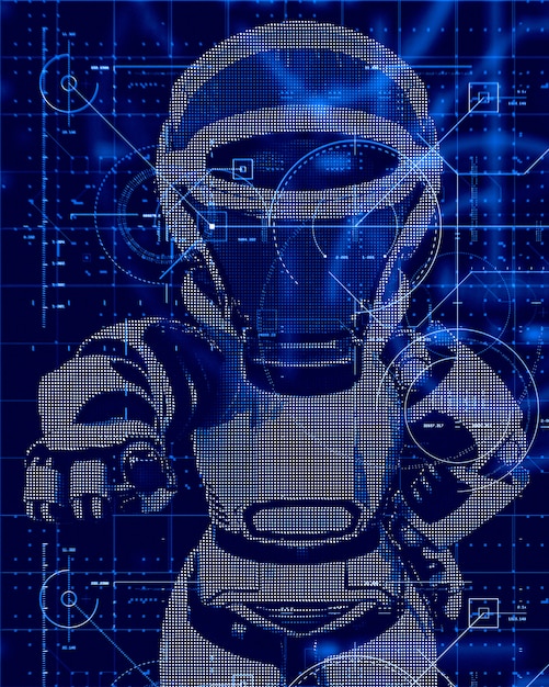 3d technology background with robot design Free Photo
