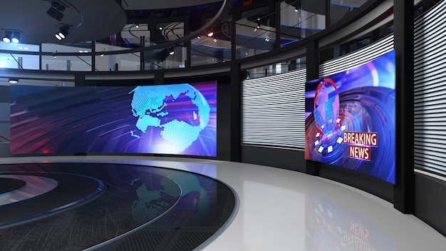 Premium Photo 3d Virtual Tv Studio News Backdrop For Tv Shows Tv On Wall3d Virtual News Studio Background