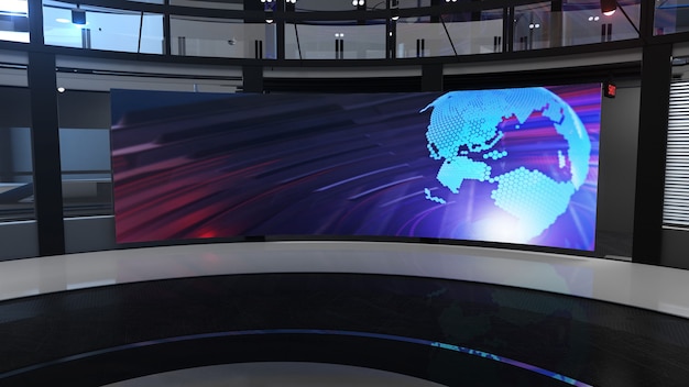 Premium Photo 3d Virtual Tv Studio News Backdrop For Tv Shows Tv On Wall3d Virtual News Studio Background