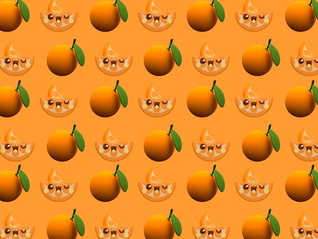 カラーブロックの背景にかわいいオレンジかわいい3d漫画の文字パターン