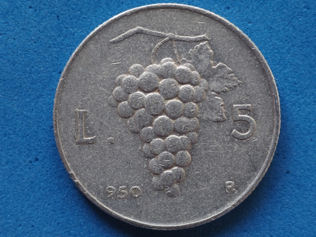 Premium Photo | 5 liras coin, italy