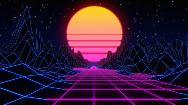 80s abstract retro space night | Premium Photo