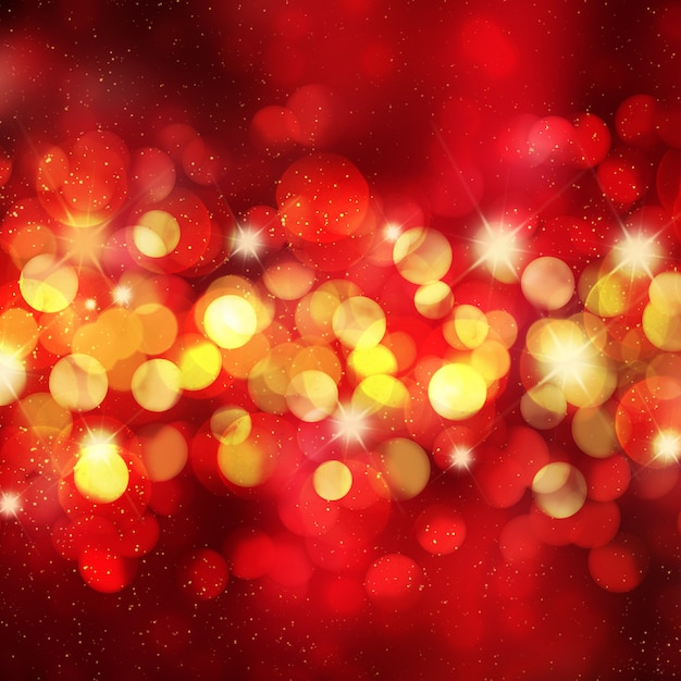 ボケライトと星付きのクリスマスの背景 無料写真