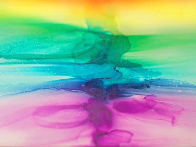 抽象的なアルコールインク虹カラフルな背景の壁紙混合アクリル絵の具現代アート プレミアム写真