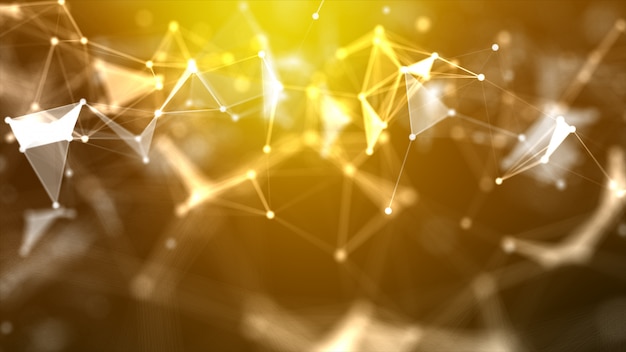 Abstract background dot and connect line for cyber technology futuristic and network connection concept wireframe Premium Photo