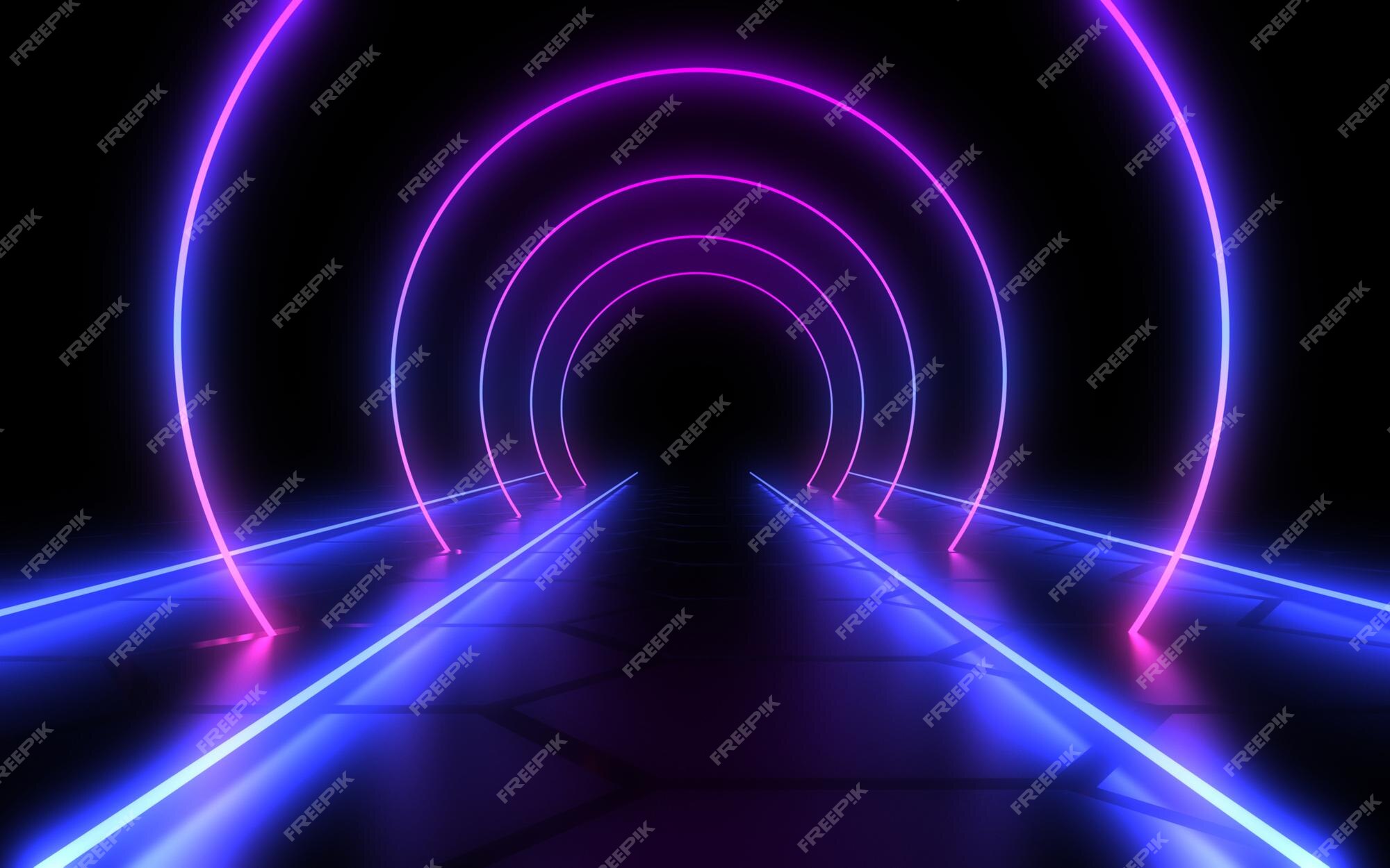 Premium Photo | Abstract background neon tunnel 3d illustration