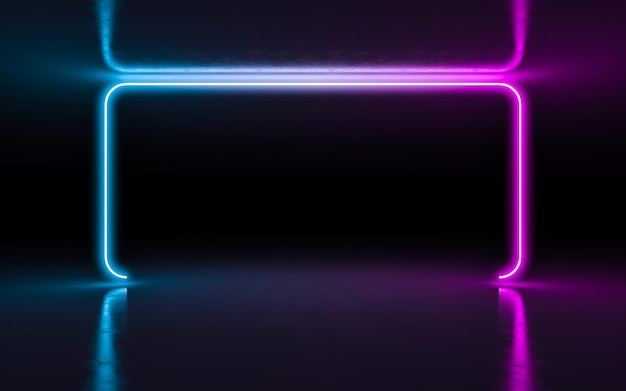 Abstract Background Purple And Blue Neon Glowing Lights In