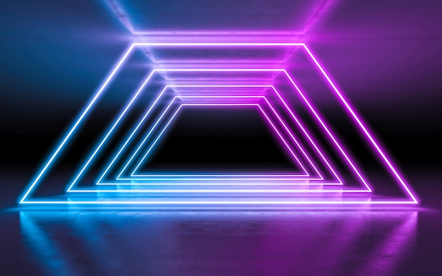 Abstract Background Purple And Blue Neon Glowing Lights In